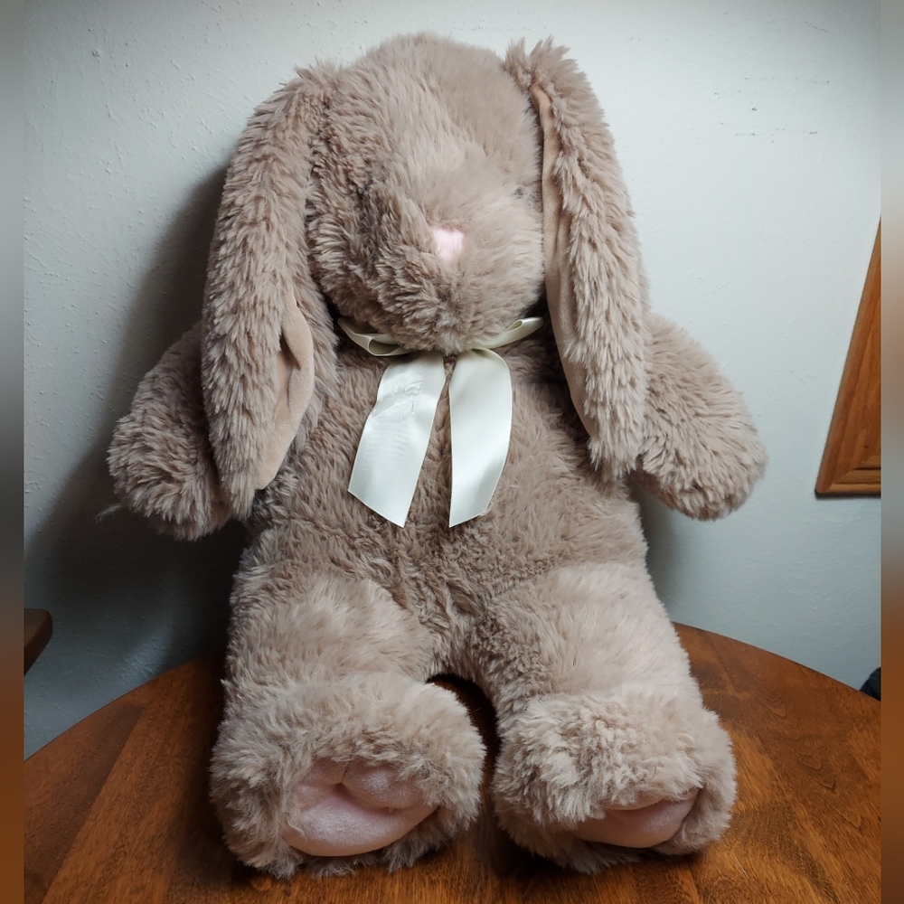 Collectible Vermont Teddy Bears Plush Brown Bunny Stuffed Animal with White Bow